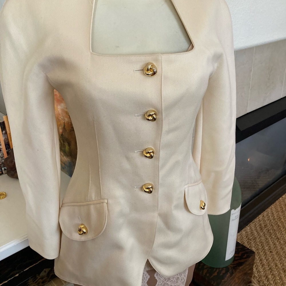 Vintage Escada Cream Wool Blazer 36 XS